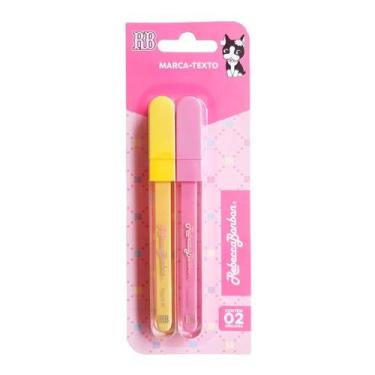 Imagem de Marca Texto Rebecca Bonbon 2 Cores Pastel Rosa Amarelo Escolar Desenho