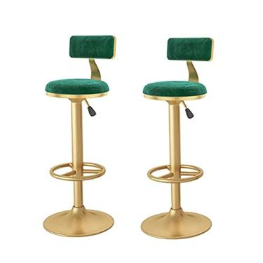 Imagem de Bar Stools Counter Altura Ajustável Bar Swivel Cadeira Moderna Veludo Conjunto de Cozinha Contador de Cozinhas Jantar Cadeiras Conjunto de 2.350 Lbs Capacidade (Color : Green)
