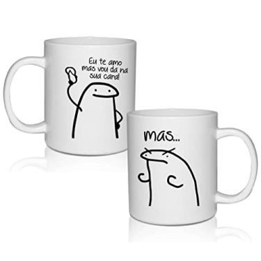 Imagem de CANECA POLICARBONATO BRANCA 300 ML FLORK KIT 2 CANECAS TEMA CASAIS