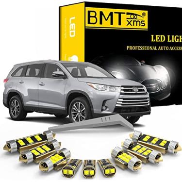 Imagem de Kit de luz interior de LED de 15 peças para Toyota Highlander 2014 2015 2016 2017 2018 2019 2020 2021 Interior de luzes de LED Kit de pacote de lâmpadas de domo de placa de licença ilumina todos os modelos e ferramenta de instalação