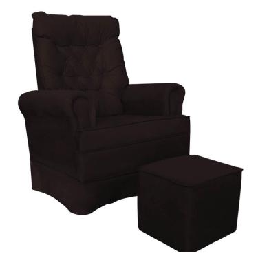 Imagem de Kit Poltrona De Amamentação Com Puff Veludinho Marrom