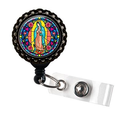 Imagem de Porta-crachá retrátil de resina Nossa Senhora de Guadalupe virgem Guadalupe