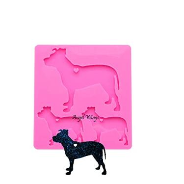 Imagem de Angel Wings Molde de silicone para família de cães brilhante brilhante estilo animal chaveiro molde de argila polímero diy colar feito à mão joias de resina epóxi molde de silicone resina moldes de artesanato chaveiros molde de pingente