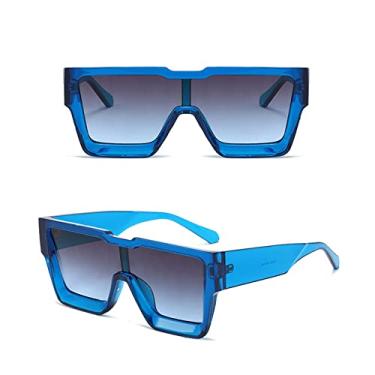 Imagem de Óculos de Sol Quadrado Vintage Designer Masculino Luxo Grandes Uma Lente Óculos de Sol Tendência Tons Femininos UV400 Óculos Óculos, cinza azul, tamanho único