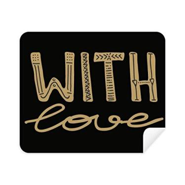 Imagem de Limpador de tela com pano de limpeza de escrita à mão com citação de ouro 2 peças de tecido de camurça