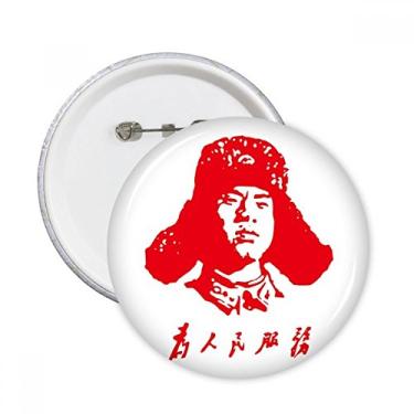 Imagem de Lei Feng Serve People Red China Alfinetes redondos Emblema Botão Decoração Acessório 5 peças
