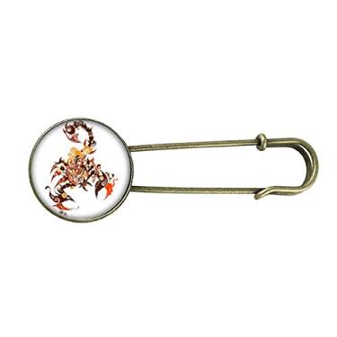 Imagem de Escorpião colorido arte animal contorno retrô broche de metal clipe jóias