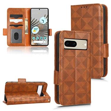 Imagem de Capas de telefone de negócios de luxo Google Pixel 7 7 Pro capa de couro triângulo simétrico slots para cartão carteira clipe para telefone Google Pixel 7 7 Pro capas (marrom, Google Pixel 7)