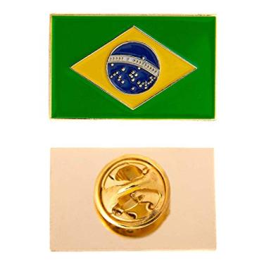 Imagem de Desert Cactus Broche de lapela da bandeira do Brasil esmaltado feito de metal chapéu de lembrança masculino feminino patriótico brasileiro (broche retangular), metal