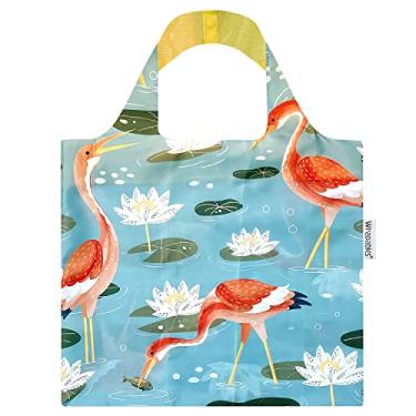 Imagem de Wrapables Bolsa de compras reutilizável da coleção AllyBag, Guindastes e Lótus, One Size, Bolsa de compras reutilizável Allybag Collection