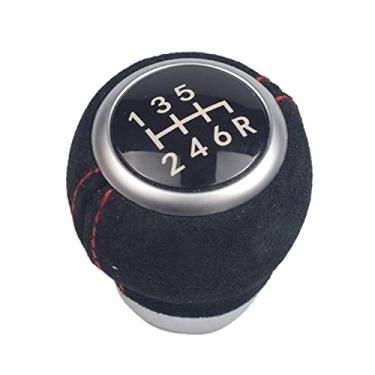 Imagem de Hacreyatu Manopla de mudança de marcha de couro de 6 velocidades para Subaru Impreza WRX STI 2009 2010 2011 2012 2013 2014 2015 2016 2017 2018 (capa preta de camurça + R marcado abaixo)