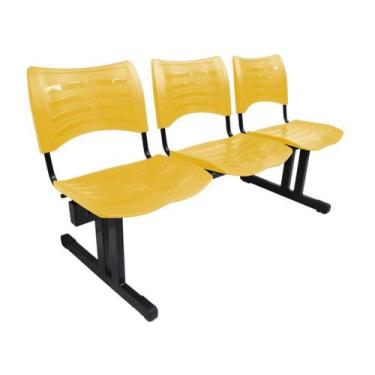 Imagem de Cadeira Iso Em Longarina 3 Lugares Linha Polipropileno Iso Amarelo - D