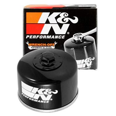 Imagem de K&N Filtro de óleo para motocicleta: Alto desempenho, Premium, projetado para ser usado com óleos sintéticos ou convencionais: Serve para veículos selecionados Yamaha, Kymco, KN-147, preto