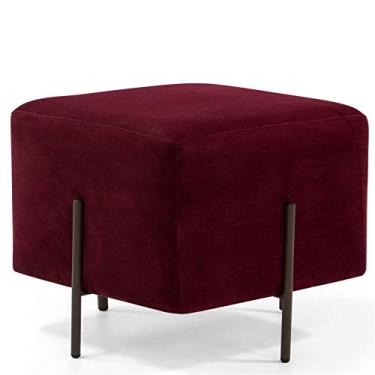 Imagem de Puff Quadrado Decorativo Status D02 Pés de Aço Veludo Marsala C-278 - Lyam Decor
