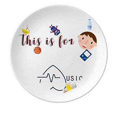 Imagem de Placa de porcelana com movimento musical de batimento cardíaco flutuante amor jantar redondo Prato menino homem