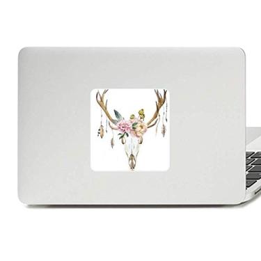 Imagem de Adesivo de vinil para laptop com cabeça de veado e flor de nação, decoração de policarbonato