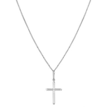 Imagem de Cordão Corrente Veneziana 80cm Pingente Crucifixo Prata 925 - Dr Jóias