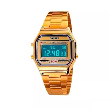 Imagem de Relógio Feminino Digital Vintage Retrô Prova D' Água Dourado