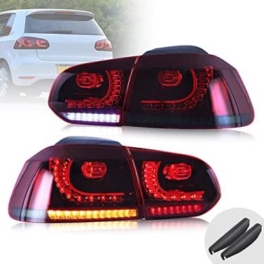 Imagem de Luzes Traseiras LED VLAND para Volkswagen VW Golf 6 MK6 GTI 2010-2014 e Golf R 2012-2013, Conjunto de Lâmpada Traseira de LED com Sequencial, Lente Vermelha Fumada, Não para Conversível