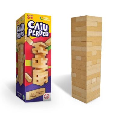 Imagem de Jogo Caiu Perdeu 54 Peças em MDF - Pais & Filhos