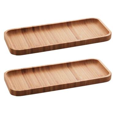Imagem de Kit 2 Petisqueiras Bandeja Retangular De Bambu Hire Lyor 28 x 11 cm