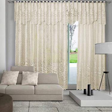 Imagem de CORTINA DE RENDA COM BANDÔ CLÁSSICA MARFIM ROSEIRAL 3,50M X 2,20M X 60CM
