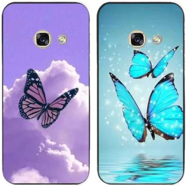 Imagem de 2 peças de capa traseira para celular com estampa de borboleta voando no céu TPU gel silicone para Samsung Galaxy todas as séries (Galaxy A5 2017)