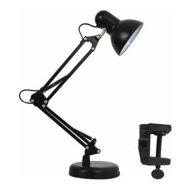 Imagem de Abajur mesa articulavel luminaria pixar c/ base garra preto
