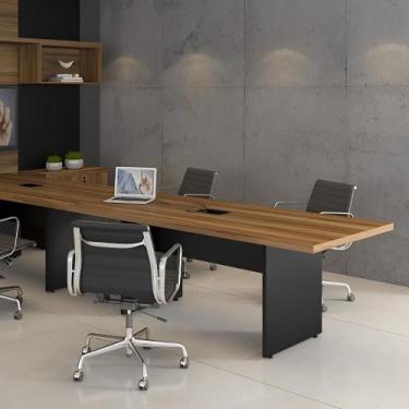 Imagem de Mesa de Reunião 3,20m x 1,20m Corporativa c/ 2 Caixas de Tomada - F5 O