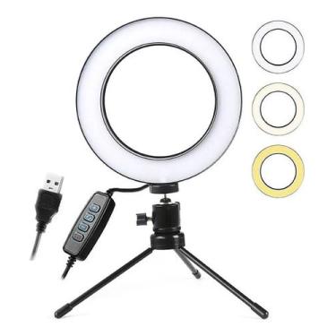 Imagem de Ring light iluminador 16cm de mesa tripé maquiagem selfie - Master