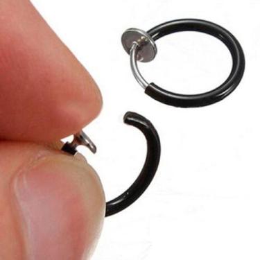 Imagem de brinco de pressão black preto argola não precisar ter furo - KC STORE 