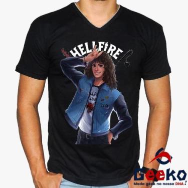 Imagem de Camiseta Hellfire Club Eddie Munson 100% Algodão Stranger Things Geeko