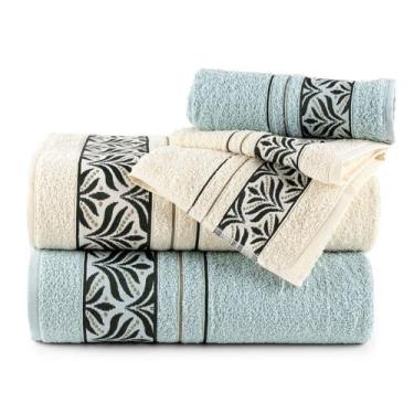 Imagem de Kit De Toalhas 2 Banhos e 2 Rostos Sintra Marine e Nude - MTR ENXOVAIS