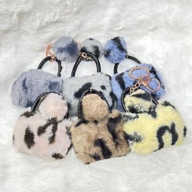 Imagem de Chaveiro Pompom Formato Bolsa/oncinha  Decoração Pingente - oem, Marro