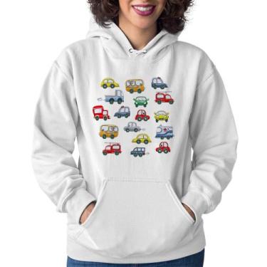Imagem de Moletom Feminino Carrinhos Coloridos - Foca na Moda, Branco, M