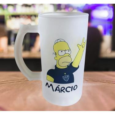 Imagem de Caneca Vidro Chopp Cerveja Homer Simpson Rock Futebol - GMH Prod. Serv