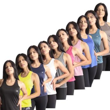Imagem de Kit 20 Regatas Branco Feminina Dry Fit Fitness - Grade - Força do Sol,