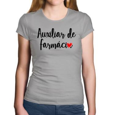 Imagem de Baby Look Algodão Auxiliar de Farmácia por Amor - Foca na Moda, Cinza,