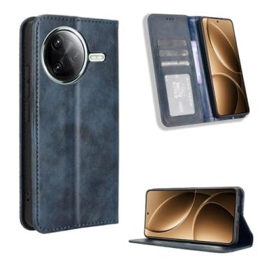 Imagem de Kukoufey Capa protetora compatível com Xiaomi Redmi K80 5G, capa carteira de couro flip compatível com Xiaomi Poco F7 Pro/F7 Ultra 5G, capa azul