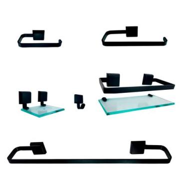 Imagem de 1 Kit Para Banheiro Luxo Preto Vidro Incolor - Juliard