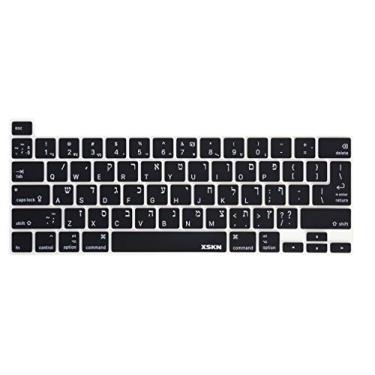 Imagem de XSKN Capa para teclado de silicone preto hebraico/inglês para MacBook Pro 2019 16 polegadas A2141 e MacBook Pro 2020 de 13,3 polegadas A2338 M1 A2251 A2289 com Touch Bar e Touch ID Versão Comum dos