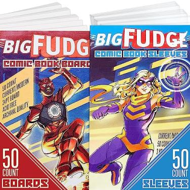 Imagem de Big Fudge 50 bolsas e quadros de quadrinhos – capas protetoras para quadrinhos e revistas – proteção de arquivo da década de 1990 até os quadrinhos atuais – 18,4 cm x 26,7 cm