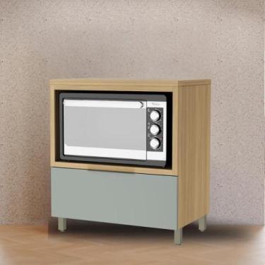 Imagem de Balcão de Cozinha Com Tampo 1 Gaveta Nicho Pra Forno 100 MDF - Faura, 