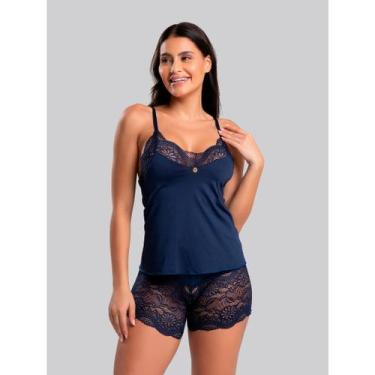 Imagem de Pijama Luxo Danusa IMI Lingerie  Short Doll Feminino com Renda e Micro