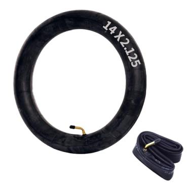 Imagem de Gueiddi Tubo interno de bicicleta elétrica, tubo interno de borracha butílica com válvula de dobra de metal inflável para substituição de peças de triciclo de motocicleta de veículo elétrico (14X2.125)