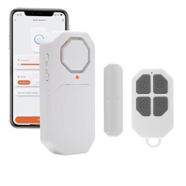 Imagem de EverNary Alarmes De Porta Sem Fio Wi-Fi Quando Abertos Com Controle Remoto, 1 Sensor Segurança Inteligente Para Infantil, Alarme Janela Em Tempo Real, Alerta Roubo Residencial E Notificação Por Tele