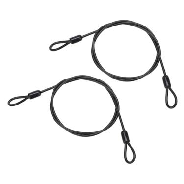 Imagem de PATIKIL Cabo de aço inoxidável revestido de vinil de 5/81.3 cm de diâmetro com laços, 2 peças de corda de fio flexível de 0,9 m (99 cm) Cadeado de corrente de segurança para iluminação de palco ao ar