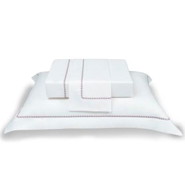 Imagem de Plumasul Jogo de Cama Eterna Farfalla 100% Algodão Percal 200 Fios Solteiro 3 peças Cor Branco Festone Vinho