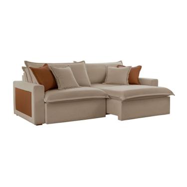 Imagem de Sofá 3 Lugares Retrátil e Reclinável Dubai Veludo Marrom 230 cm