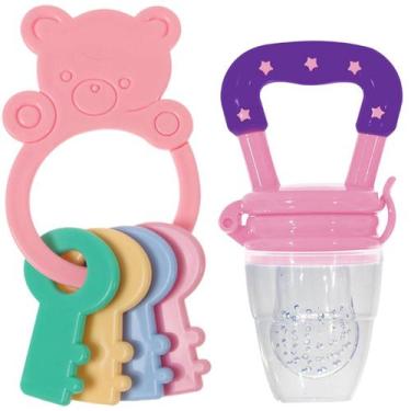 Imagem de Mordedor Chaveiro Ursinho Chave Chupeta Alimentar Frutas - Art Baby, M